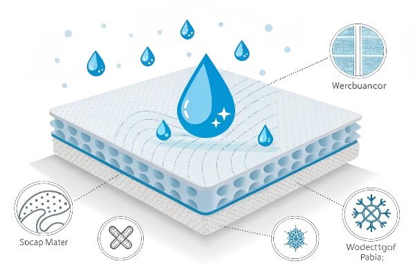 Breathable waterproof car cover technology Graphic showing moisture vapor escaping through a breathable car cover fabric