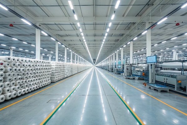 Large-Scale Manufacturing in China A massive, modern factory in Henan, China, showcasing large-scale production