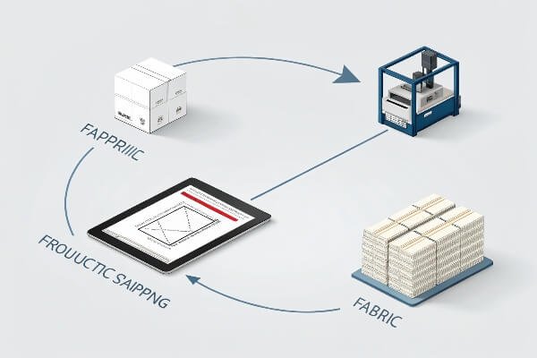 Streamlined custom product development workflow A flowchart showing a fast and efficient custom manufacturing process