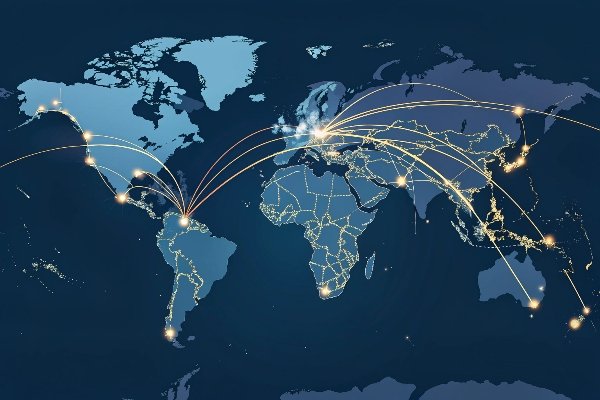A map showing supply chain routes from both China and Indonesia to the USA and Europe