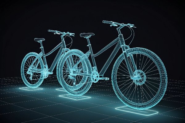 A CAD design showing the 3D model of a cover designed to fit over three bicycles