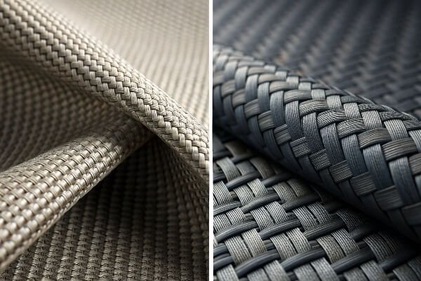 Denier fabric comparison for motorcycle covers Close-up shot comparing the texture of different Denier fabrics